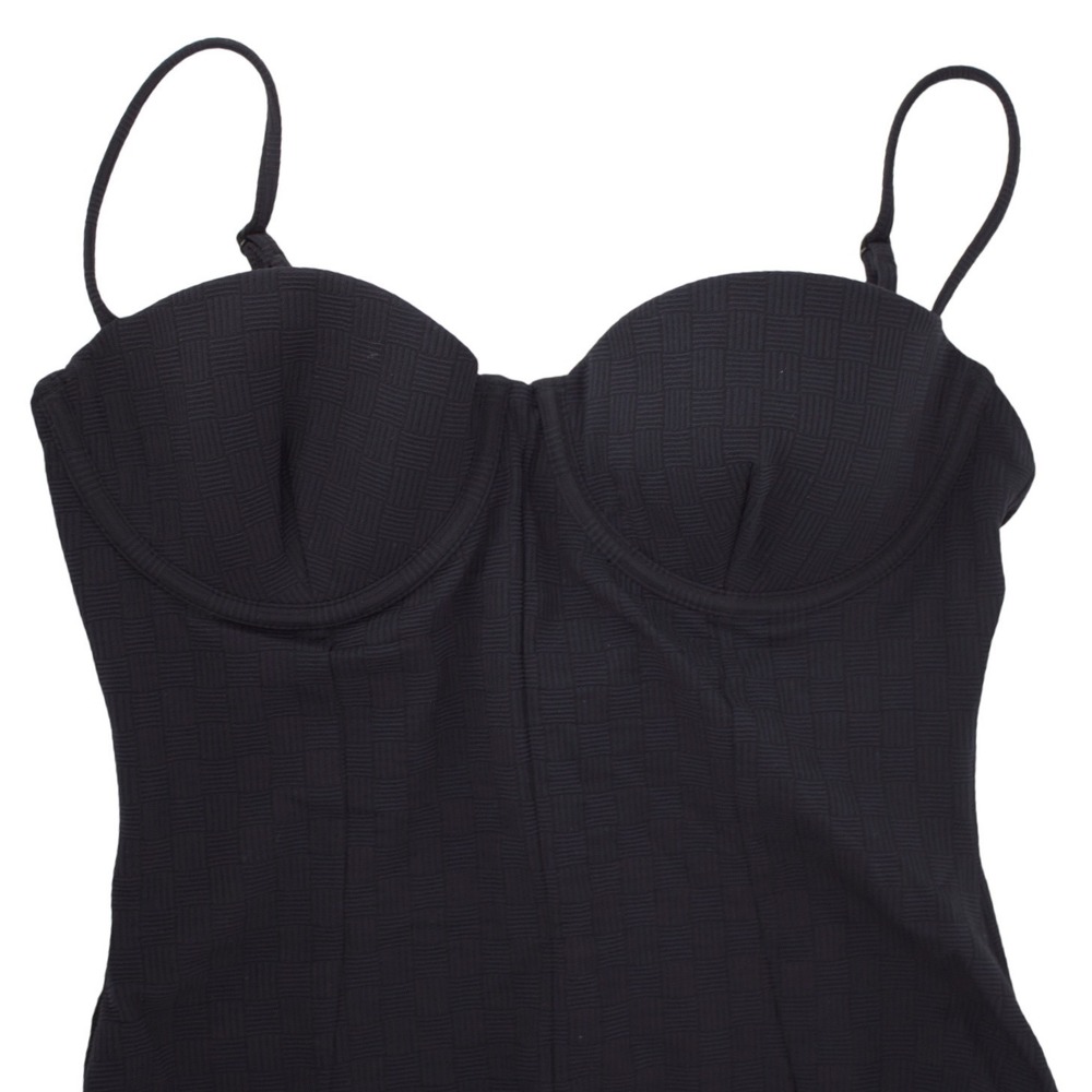 Onia Black Textured Underwire Lace Up Corset One Piece Swimsuit Bodysuit Beach - Picture 3 of 7